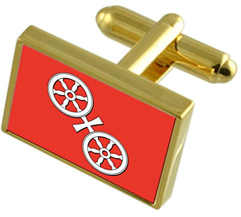 Select Gifts Mainz City Deutschland Gold Manschettenknöpfe graviert Box