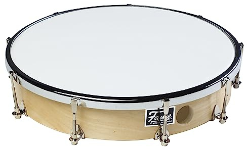 Fame 10 Frame Drum, Handtrommel aus Holz, Naturfarben, Hochglanz Finish, inklusive Schlägel und Stimmschlüssel, stimmbar, Synthetikfell, Ideal für Zuhause und Musizieren
