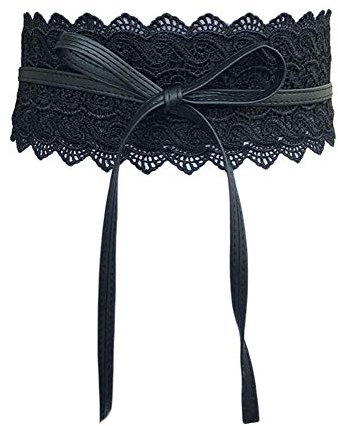 Oyccen Femmes Dentelle Large Ceintures Robe Décoration Ceinture Bowknot Sangle de Taille,Noir,Taille unique