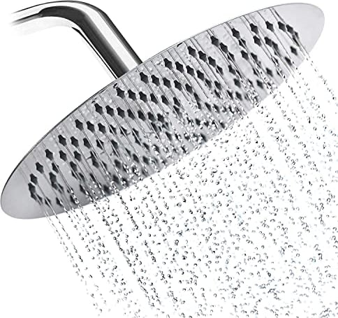 Drenky Duschkopf Regendusche, Regendusche 12 Zoll Runden Große Duschkopf Aus Edelstahl A2 Regenduschkopf Mit 144 Anti-Kalk Düsen Duschkopf 30x30cm chrom