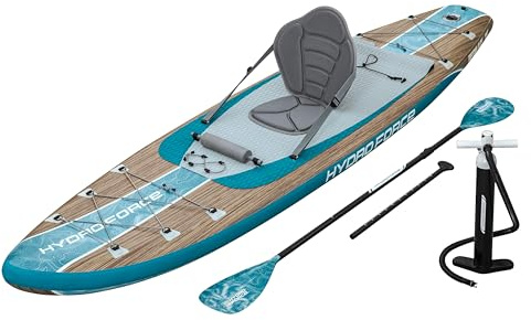 Bestway Hydro Force SUP Allround Board-Set Oceana Compactair, 305 x 84 x 15 cm, bis 130 kg, FortiFiber-Material, integrierte Elektropumpe, Anti-Rutsch-Belag, Paddel, Finne, Rucksack