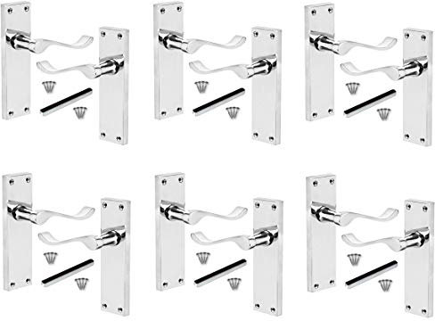 6 x Pairs of Victorian Scroll Polished Chrome Lever Latch Door Handles 150mm Long Premium Quality - Golden Grace