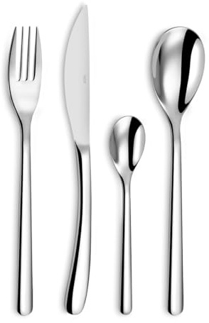 AMEFA Simple Service 24 couverts acier inoxydable Pour 6 personnes, Inox | Ménagère 24 couverts de table pour 6 personnes, Acier inoxydable 18/0, Finition Brillante, Compatible lave-vaisselle
