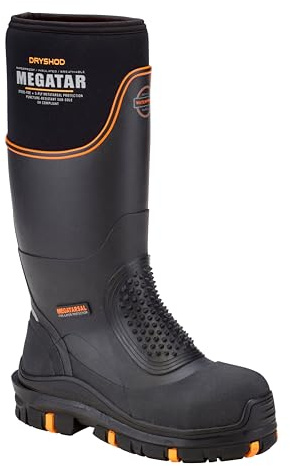 Dryshod Men's Megatar Met Guard Steel Toe Work Boot | Rubber | Waterproof | Insulated | Black | Size 12