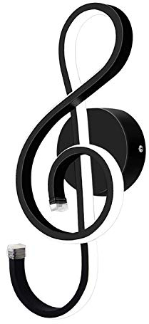 KAWELL 22W Kreative Moderne LED Wandleuchte Innen wandlampe LED Licht Aluminium Musiksymbol Kunstdekoration für Schlafzimmer Wohnzimmer Lounge Café Korridor Treppen, 6000K Schwarz