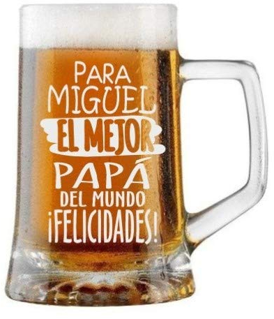 Jarra de Cerveza Personalizada Día del Padre FELICIDADES MEJOR PAPÁ Regalo Grabado y Personalizado para Hombre o Mujer Obsequio Celebraciones Cumpleaños Aniversarios Día del Padre Detalle grabado