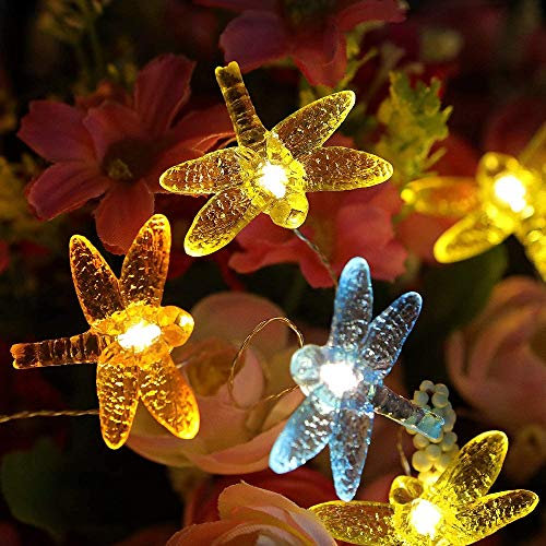 Riaxuebiy 4m 40 LED Libelle Fee Lichterketten Wasserdichte USB-betrieben 8 Modi mit Fernbedienung Timer für Hochzeitsfeier Festival Innen Draussen (Libelle, USB)