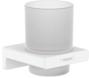 hansgrohe AddStoris - Zahnputzbecher, Zahnbürstenhalter für Wandmontage, Zahnbürstenbecher, verdeckte Befestigung, Badezimmer Zubehör, Mattweiß, 41749700
