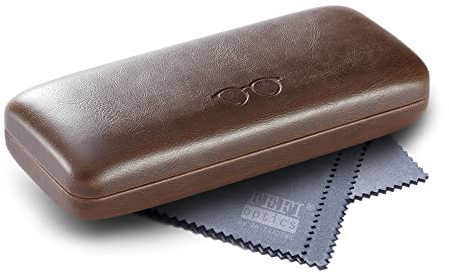 FEFI - Hardcase Brillenetui im Leder-Look mit Brillenprägung - Braun