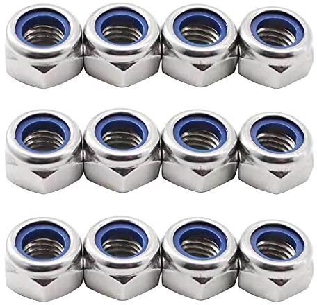 100 Pezzi Dadi M3 Bloccaggio in Acciaio Inox A2 V2A, Esagonali Con Parte di Bloccaggio in Plastica, Set Filettati per Aviazione, Automotive, Macchinari