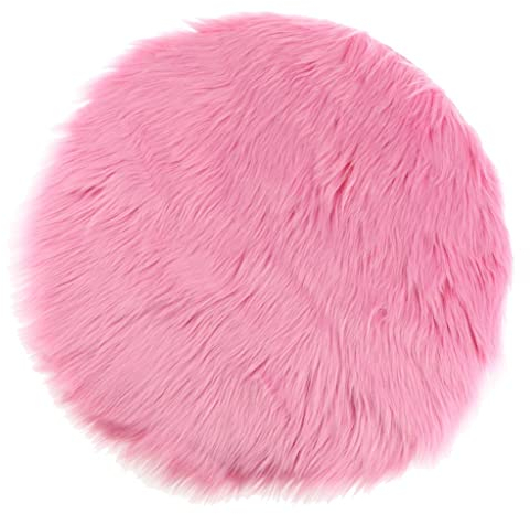 perfk Plüschteppich Kinderzimmer Flauschiger Kunstfell Schaffell Sitzpolster Sitzkissen, Hot Pink 35cm