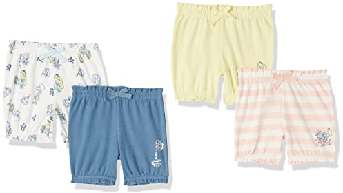 Amazon Essentials Disney | Marvel | Star Wars | Princess Baby Girls' Bloomer Shorts, Pack of 4, Alice Tea Party, 18 Months