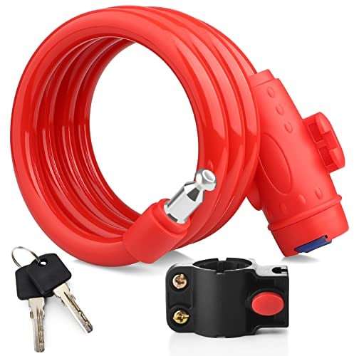 Diyife Fahrrad Kabelschloss, [Hochsicheres] Heavy Duty 12MM Dickes Fahrradschloss mit 2 Schlüsseln, Besten für Fahrräder, Motorräder, Roller, Babywagen, Skateboards, Leitern & Tore - Rot