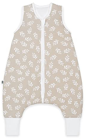 emma & noah Baby Schlafsack mit Füßen 2.5 TOG, Strampelsack für den Herbst und Winter, Bio-Baumwolle, OEKO-TEX Zertifiziert, Kuscheliger Schlafsack für Neugeborere (Floral Sand, 80 cm)