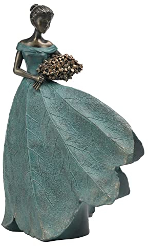 Guichifun Blattengel-Mädchen, Feenstatuen-Kollektion, Raumdekoration, aus Kunstharz, Dekofigur für Heim, Garten, Hof, Geschenk als Andenken für Mutter, für innen und außen, ca. 19 x 11,5 x 29 cm