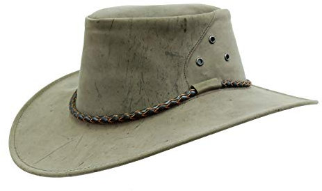 Traveller Cowboyhut, Hut aus Känguruleder in verschiedenen Ausführungen- sehr leicht und super robust Unisex für Damen. Herren und Kinder, Sonnenschutz UPF50+ Hergestellt in Australien