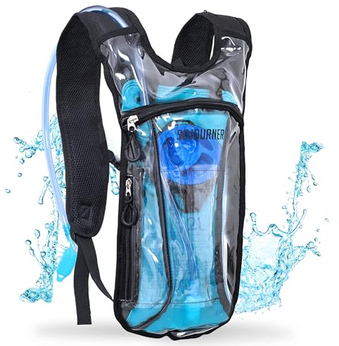 Transparenter transparenter Sojourner Rave Hydration Pack - Trinkrucksack - Hydropack mit 2L Blase - Wasserrucksack für Festivals, Wandern, Laufen, Radfahren und mehr