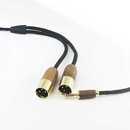 HansnBy 4.4MM Balanced Male auf Dual XLR Male Audio Adapterkabel 4.4mm auf 2 XLR Balanced Kabel 6N OCC Kupfer Versilbertes Kabel Walnuss Holzschale 30cm/11.8inch
