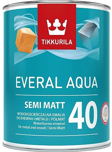 TIKKURILA Everal Aqua Semmi-Mat 40 - Pintura para madera y metal semimate, color gris oscuro