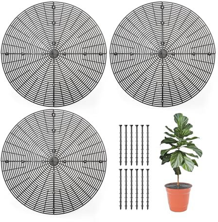 3-teiliges Set aus schwarzen, großen Blumentopfabdeckungen, beschneidbaren Kunststoffblumentöpfen und Pflanzenschützern, die verhindern, dass Tiere und Kinder die Pflanzen beschädigen ( 52 cm Ø)
