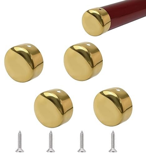 UFURMATE Handrail End Cap, 4PCS 49mm Inner Diameter 201 Stainless Steel Round Handrail End Caps Staircase Steps Hand Rail End Cover Handrail Fittings (Gold)