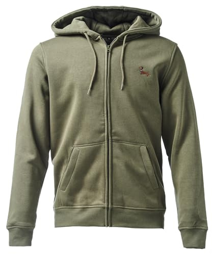 Baddery Gassi Jacke Herren & Damen : „Dackel“ (Zip-Hoodie Oliv L)