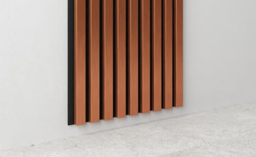 Leiste24 Lamellenverkleidung - Wandverkleidung - Akustikpaneel 400 x 400 mm - Akustikfilz Schwarz - Lamellendekor Kupfer