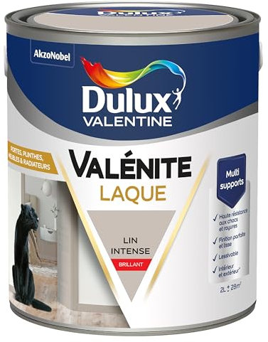 Dulux Valentine Peinture Laque Valénite Intérieur et Extérieur Multi-supports - Finition parfaite et lisse, Formule Haute Résistance - Brillant Lin Intense 2 L
