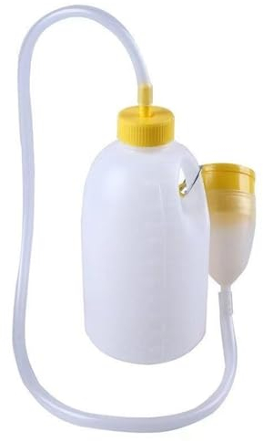 BAMFY Urinflaschen for Männer Nachts Auslaufsicher, Lange Tube Mit Deckel Tragbar Urinflasche Männer for Alten, Inkontinenz, Krankenhaus Urinflasche for Unterwegs (Color : Weiß, Size : Pipe Length: