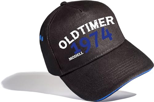 (A) Geburtstagsgeschenk für Männer: Oldtimer Modell 1974 - Cap zum 50. Geburtstag - Kappe Papa Hut Baseball Herren (One Size)