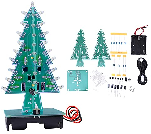LED Weihnachtsbaum PCB, 3D Weihnachtsbaum DIY Elektronische Schaltung Kit LED Stereo Weihnachtsbaum Urlaub Dekor (Buntes DIY-Set)