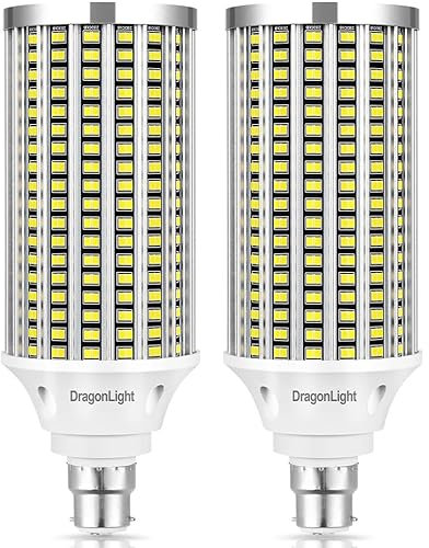 DragonLight 2024 Newest Super Bright 60W B22 Bayonet Cap LED Corn Light Bulbs (200 Watt Metal Halide/HID/HPS Replacement) - 6000K Daylight 7200 Lumens, Pack of 2