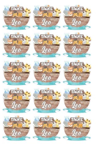 Muffinaufleger Cake Topper TAUFE ARCHE NOAH personalisiert mit Wunschtext - Oblate, Dekorpapier Plus oder Fondantpapier personalisiert mit Text
