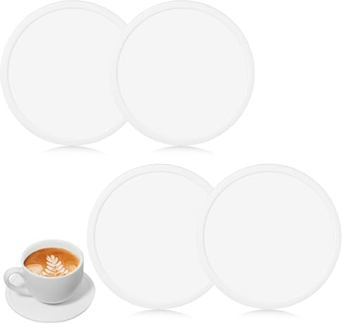 Silicone Coasters for Drinks White Round Anti Slip Mug Coasters Table Protection Mate for Beverages (White)