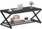 LVB Couchtisch Schwarz mit stauraum wohnzimmertisch schwarz Wohnzimmer möbel Sofatisch Beistelltisch Holz und Metall für Wohnzimmer Schwarz 100 x 60 x 45 cm