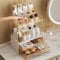 Amber Acrylic Makeup Organizer - 2-Tier 2-Drawer Cosmetic Storage for Women, High Capacity Vanity Tray for Skincare Jewelry, Countertop & Bathroom Decor
