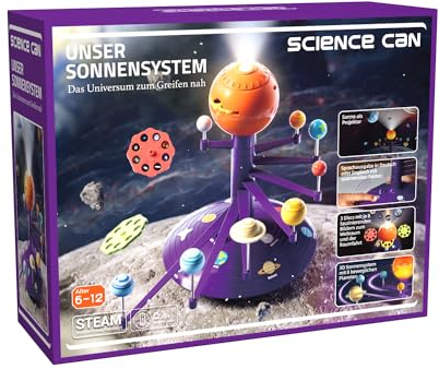 ScienceCan 1204732021de0001 - Sistema solare girevole 3D con proiettore e riproduzione vocale (tedesco/inglese) - a partire dai 6 anni - MINT/STEAM - 1204732021de0001