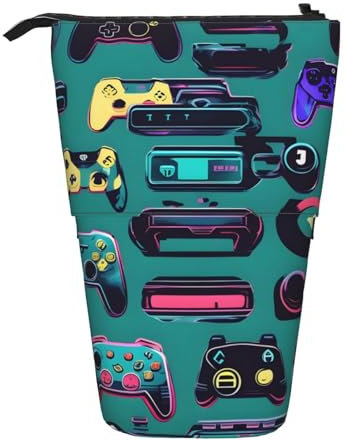 WURTON Gaming Controller Patterns Print Pencil Telescopic Case Versatile Storage Bag,Office, and Adult Storage Box Gifts
