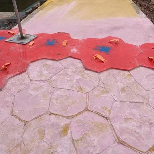 Blazea Beton Stempel Matten Realistische Schieferstrukturmatte für Beton, Betonstempelformen für Gartenwege und Gehwege, Flexible Polyurethan-Betonstrukturhaut mit 2 Griffen