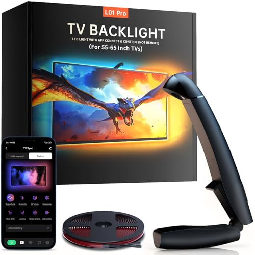Gvyugke TV Hintergrundbeleuchtung, 5,5 Meter Schneidbare TV Led Strip mit Sync für 75-85 Zoll TVs und PC-Monitore ändern, TV Backlight mit Sensor, Smart-App-Steuerung, Spiel- & Musik-Sync