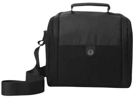 TOTTO - Bolsa Térmica Porta Alimentos 9 L, Modelo Tacoa, 19 x 21 x 23.5 cm, Bolsa Comida Trabajo con Tupper, Apertura 180º, Asa y Correa Ajustable, Pasador para Mochila Ruedas, Color Negro