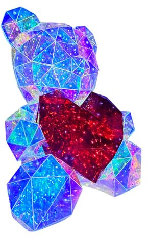 Orso luminoso XL USB multicolore con Cuore Grande Rosso, Scatola Regalo Orsetto con Cuore Rosso, Orso LED luminoso grande, Regalo di San Valentino per Lei decorazioni Romantiche tavolo camera da letto