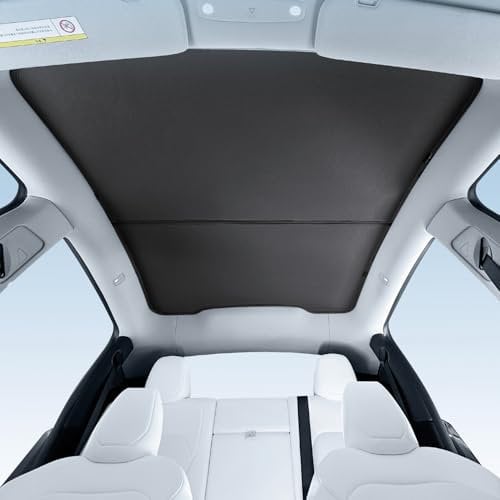 TOPABYTE Parasol de Techo para Tesla Model Y Juniper 2025 Parasoles de Vidrio, Cubierta de Aislamiento Térmico, Ventana Superior, Bloqueo Solar UV Protección, Pantalla de Calor, Negro