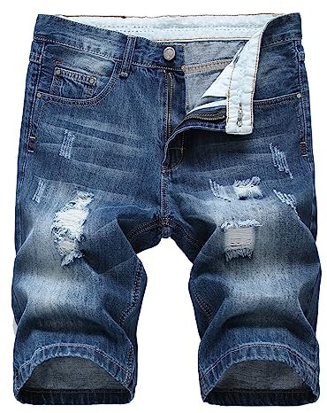 Pantaloni Corti Jeans Uomo, Shorts in Denim Slim Fit Strappati Casual Jeans Corti con Ricami Stile Streetwear Y2k Jeans Corti Uomo Bermuda Uomo Cotone Hip Hop con Schizzi di Vernice