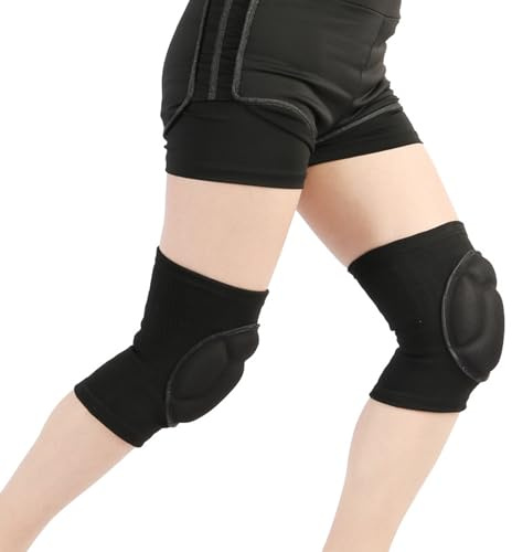 SNZ Ginocchiere sportive per pallavolo, pallamano da pallavolo, calore quotidiano, danza, yoga e fitness – Ginocchiera traspirante con assorbimento degli urti, tenuta antiscivolo, unisex (1 paio, nero