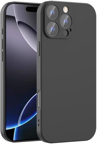 Honara Silicone Case for iPhone 16 Pro Max, Full Camera Protection, Slim Liquid Silicone Phone Bumper Cover, Soft Touch, Antiskid, Shockproof, Drop-Resistant, Anti-Scratch Cases (Black)