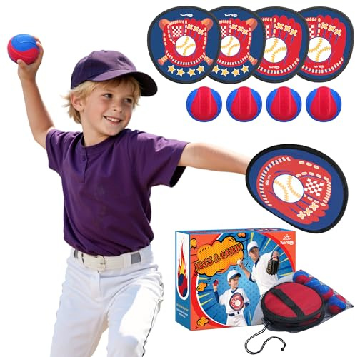 Twinkoo Toss and Catch Ball Game Set for Kids 3-5, Kids Toddler Baseball Glove & Catch Ball Toys,Kids Outdoor Games for Family, Toys for Beach Pool Yard Outside, Birthday Gift for Ages 3 4 5 6 7 8-12