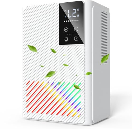 Dehumidifier, 2500ML Dehumidifier for Home, Quiet Electric Small Dehumidifiers for Drying Clothes, Auto-Defrost, LED Light, Auto-off, Bathroom Dehumidifiers for Wardrobe Basement Garage RV