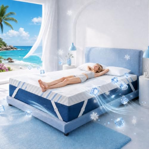 Surmatelas 160x190 cm en Mousse à Mémoire de Forme de Gel - 7.5cm sur Matelas 2 Personnes 160x190, Double Face duretés différentes, Housse Lavable Machine, pour Matelas & canapé, essai 100 Jours
