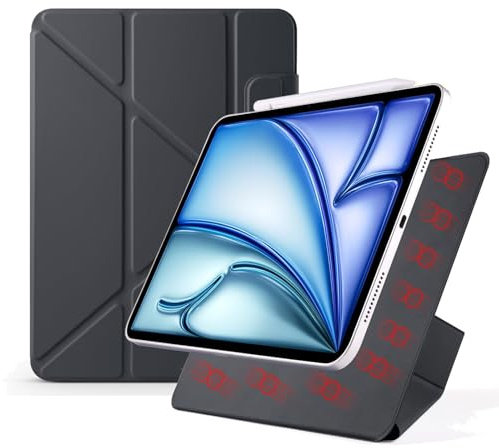 ETGOKJM Case for iPad Pro 13-inch (2024 Model, M4),Magnetic Attachment Slim Trifold Cas Auto Wake/Sleep,Multi-Viewing Angles, Light Shell Cover(Black)